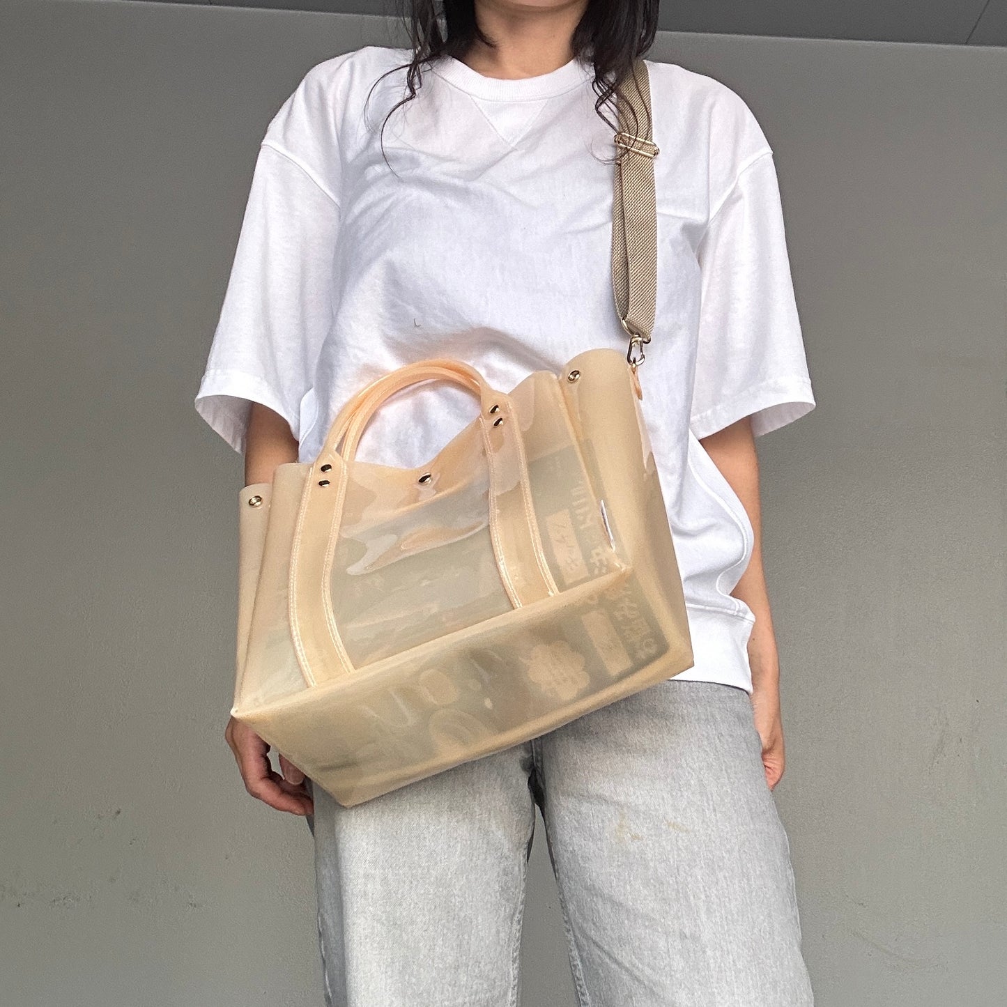 Color PVC Clear Bag (All Clear Tote L) Ecru