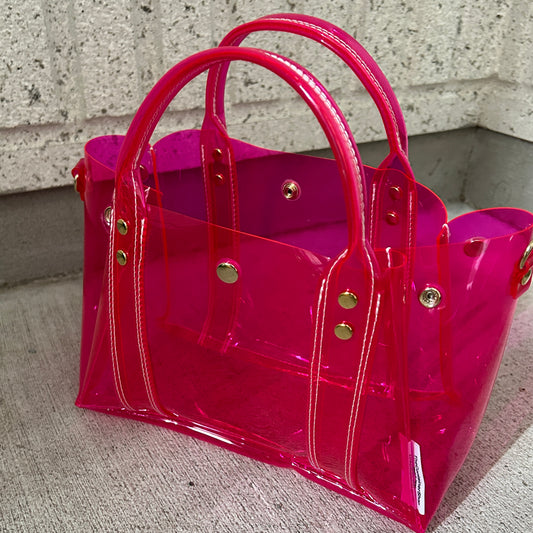 Colored PVC(ClearHandle)ToteM/Pink