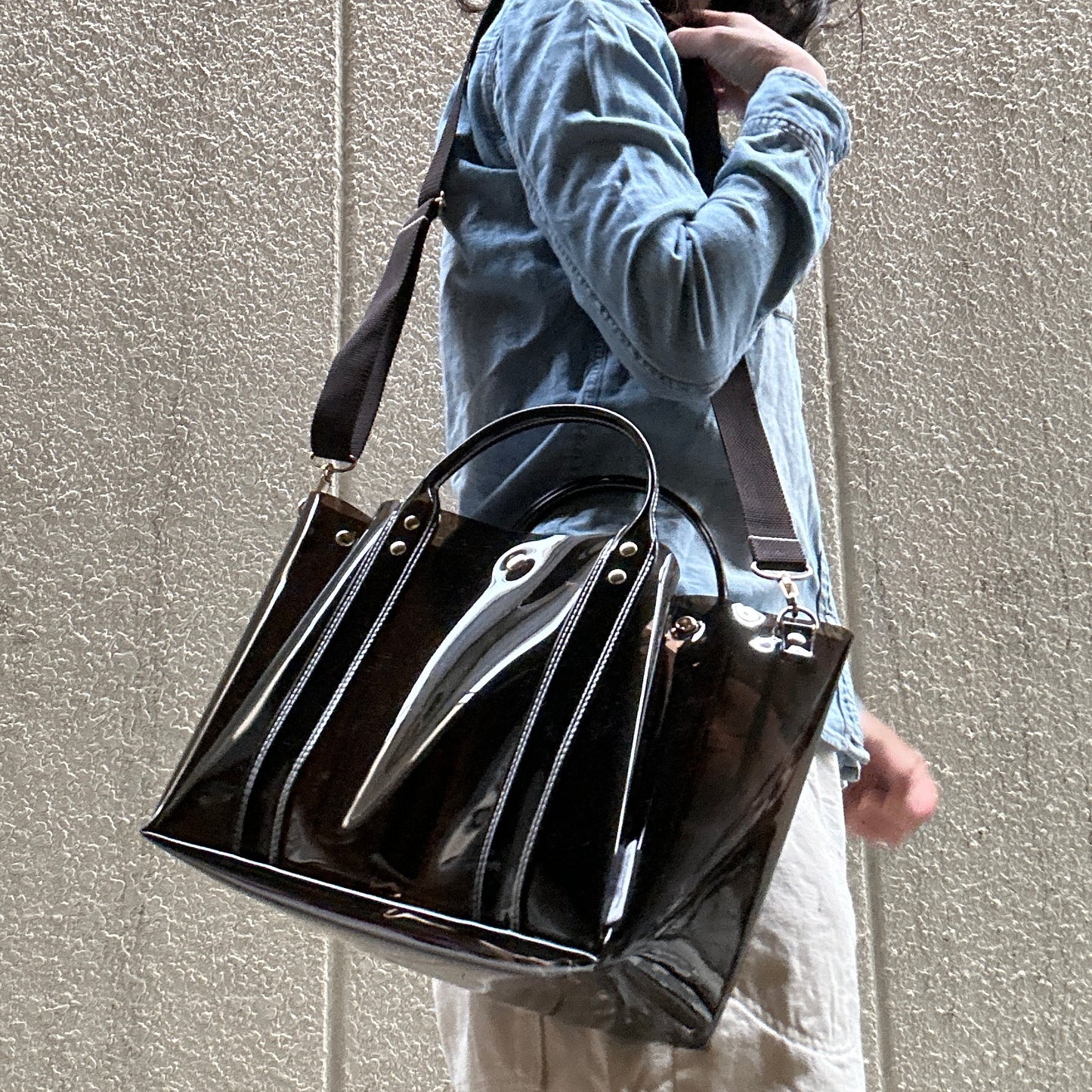 Color PVC Clear Bag (All Clear Tote L) Dark Brown