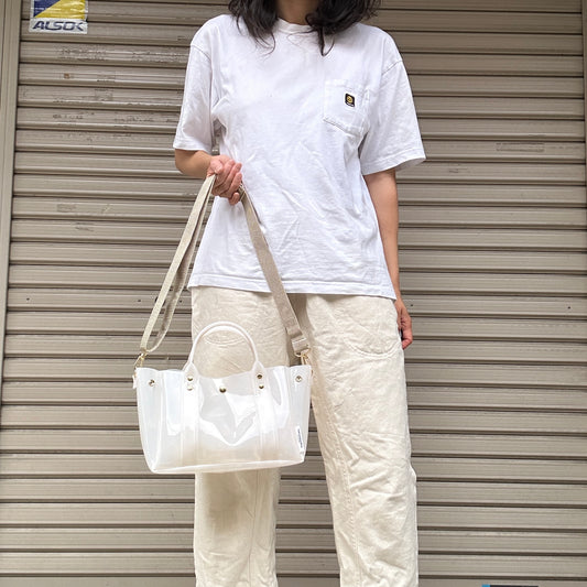 Color PVC Clear Bag (All Clear Tote Shallow M) White