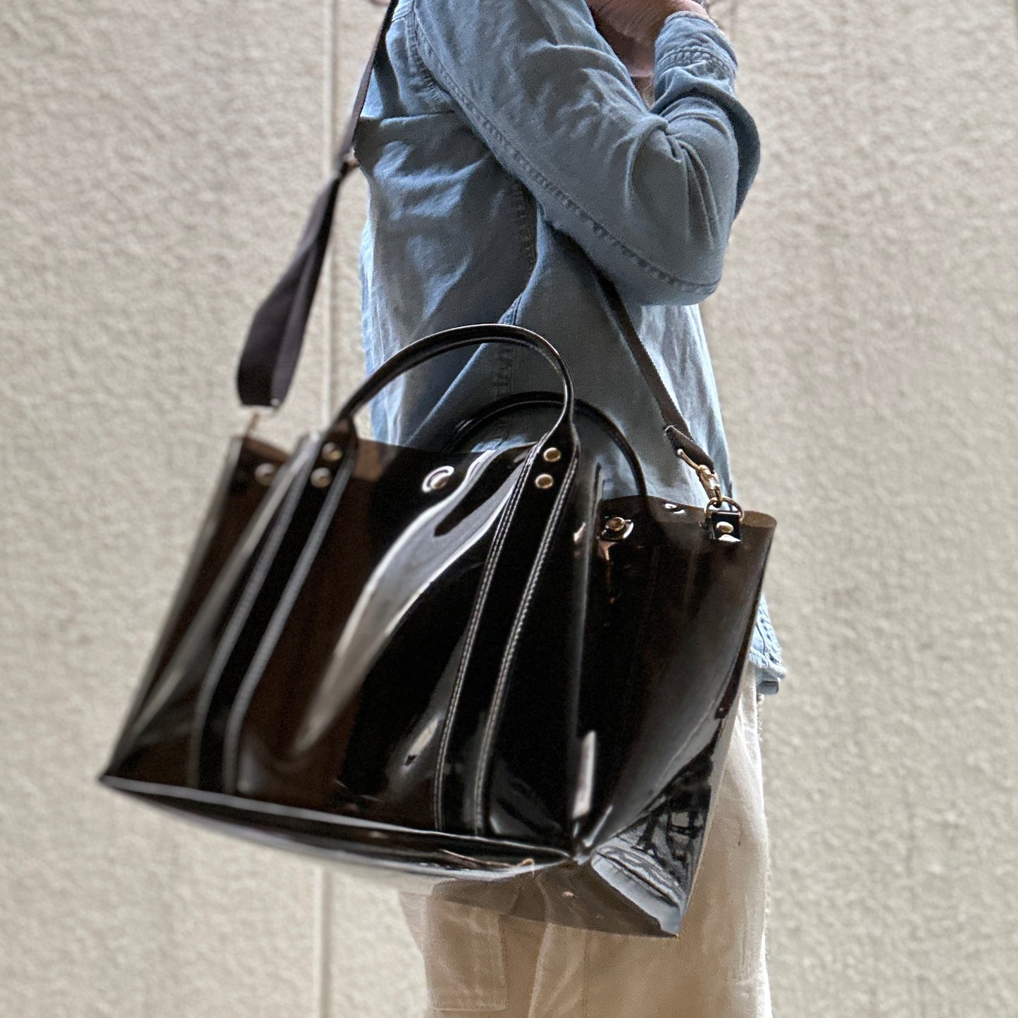 Color PVC Clear Bag (All Clear Tote L) Dark Brown