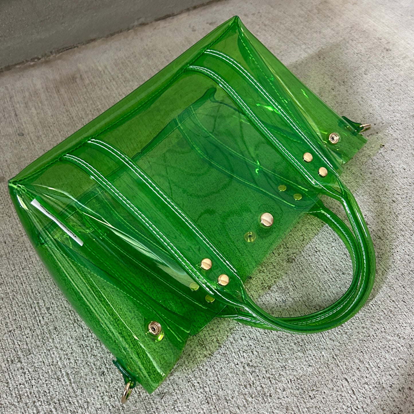Color PVC Clear Bag (All Clear Shallow Tote, Medium) Grass Green