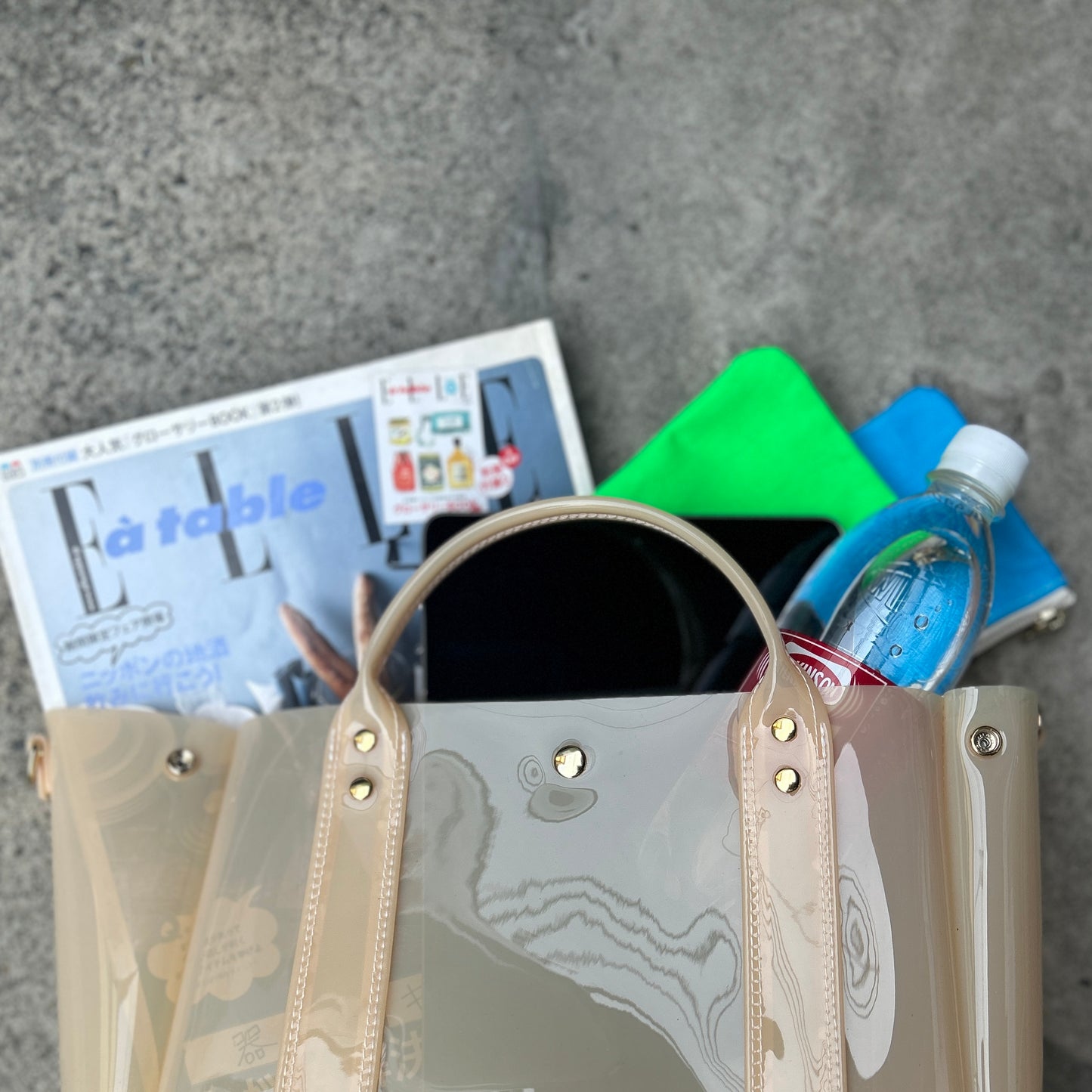 Color PVC Clear Bag (All Clear Tote L) Ecru