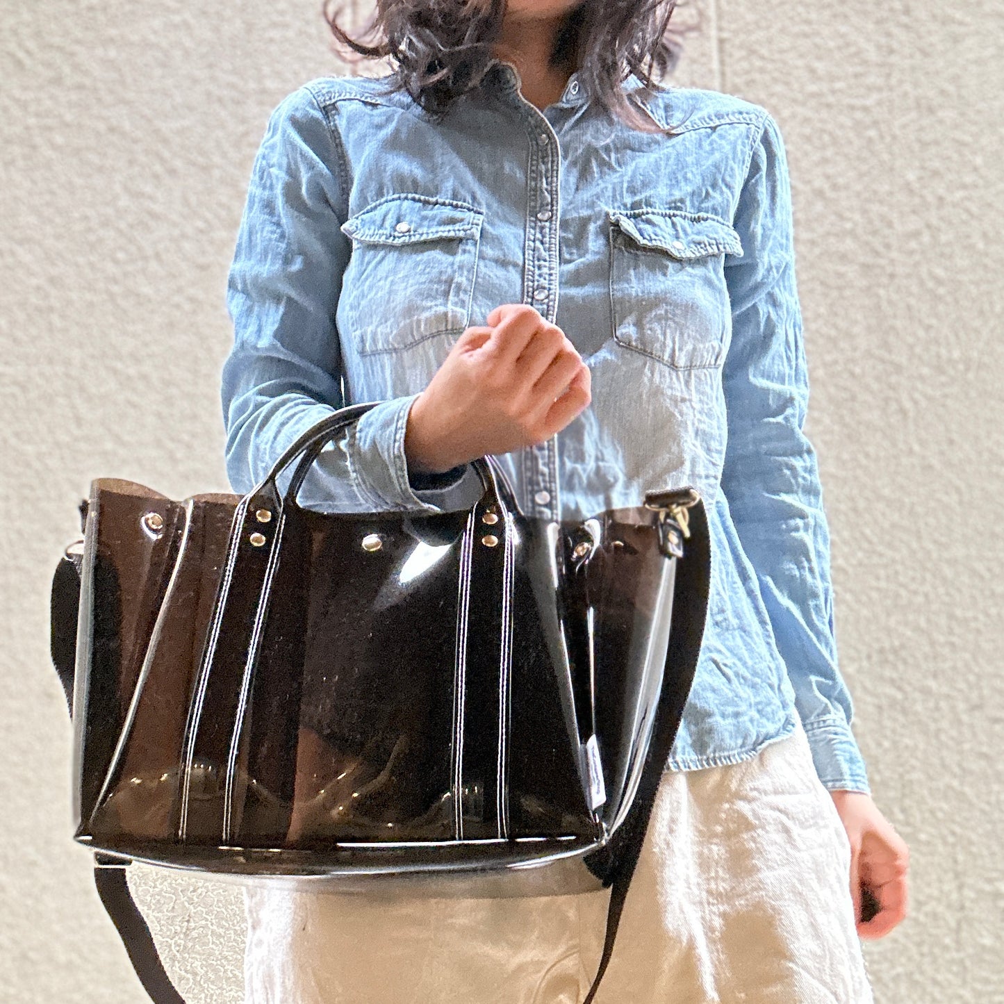 Color PVC Clear Bag (All Clear Tote L) Dark Brown