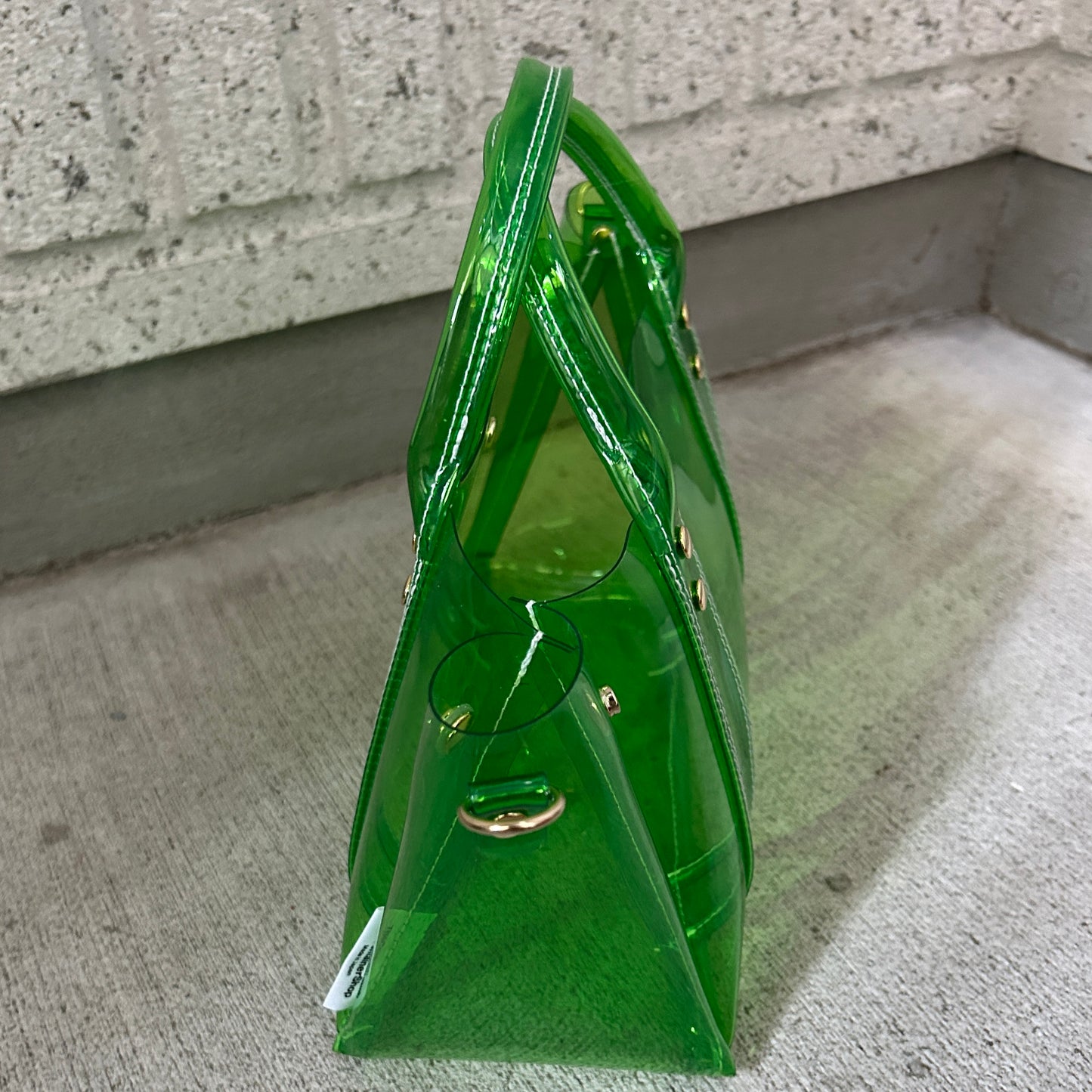 Color PVC Clear Bag (All Clear Shallow Tote, Medium) Grass Green