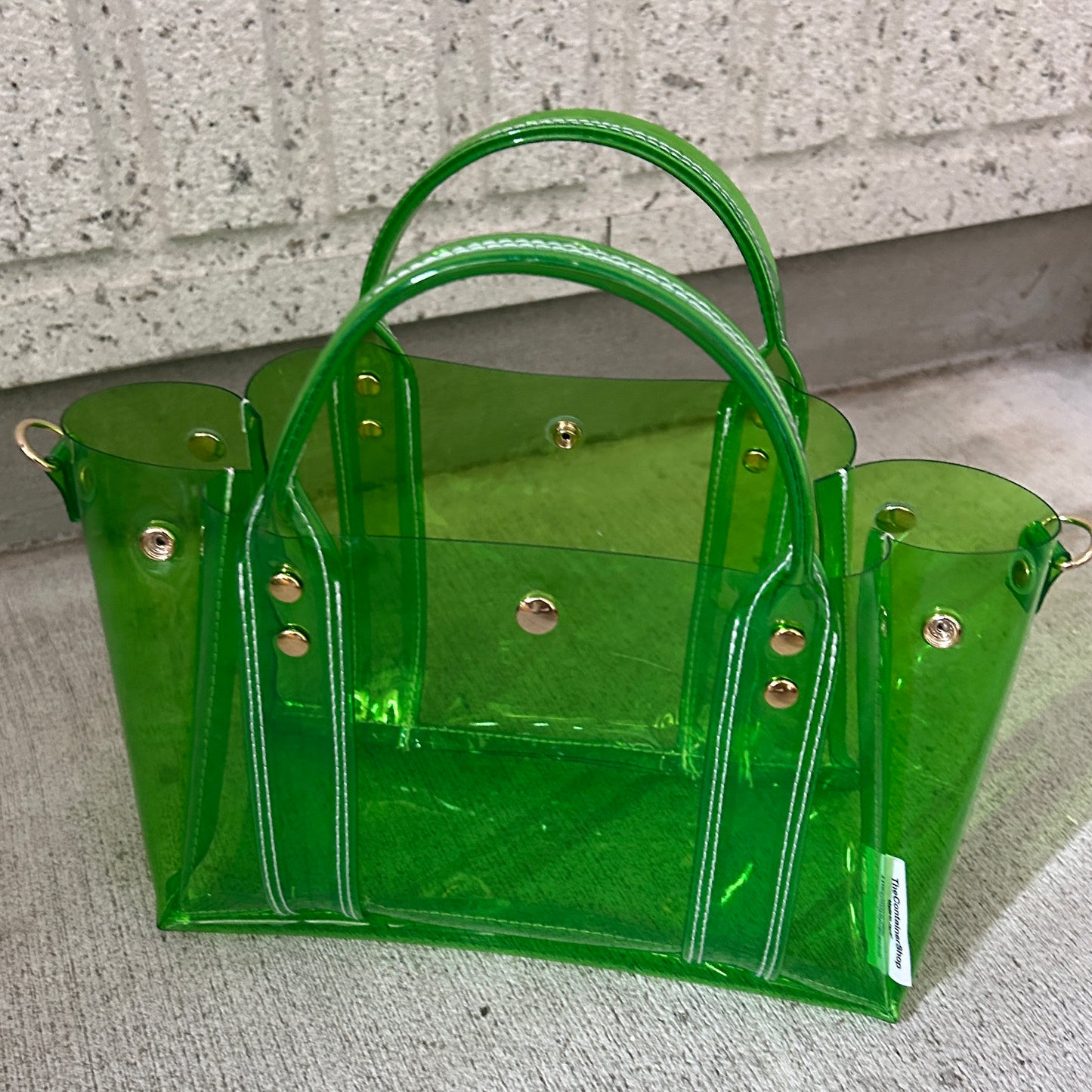 Color PVC Clear Bag (All Clear Shallow Tote, Medium) Grass Green