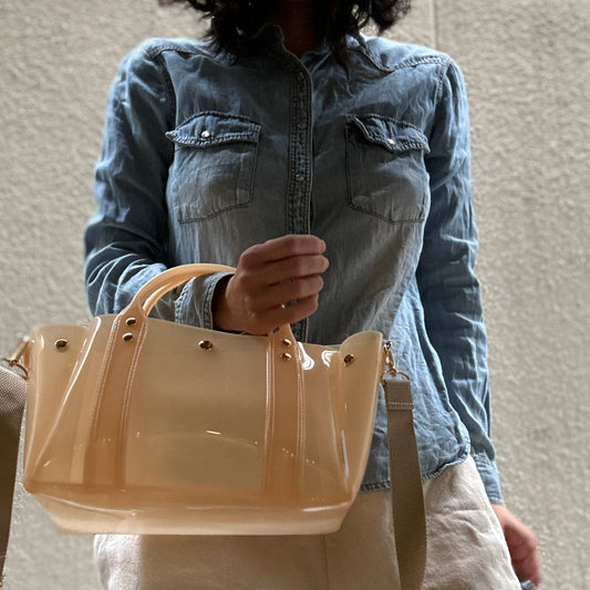 Color PVC Clear Bag (All Clear Tote Shallow M) Ecru