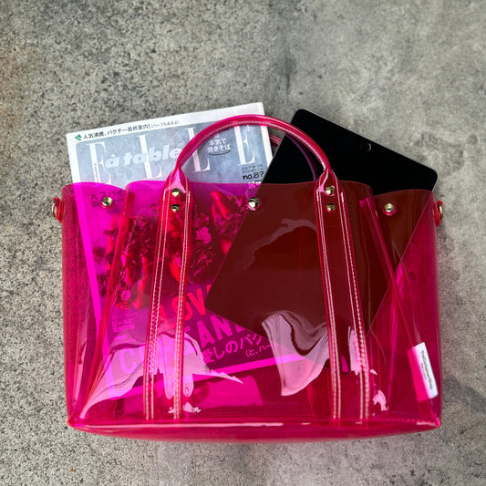 Colored PVC(ClearHandle)ToteL/Pink