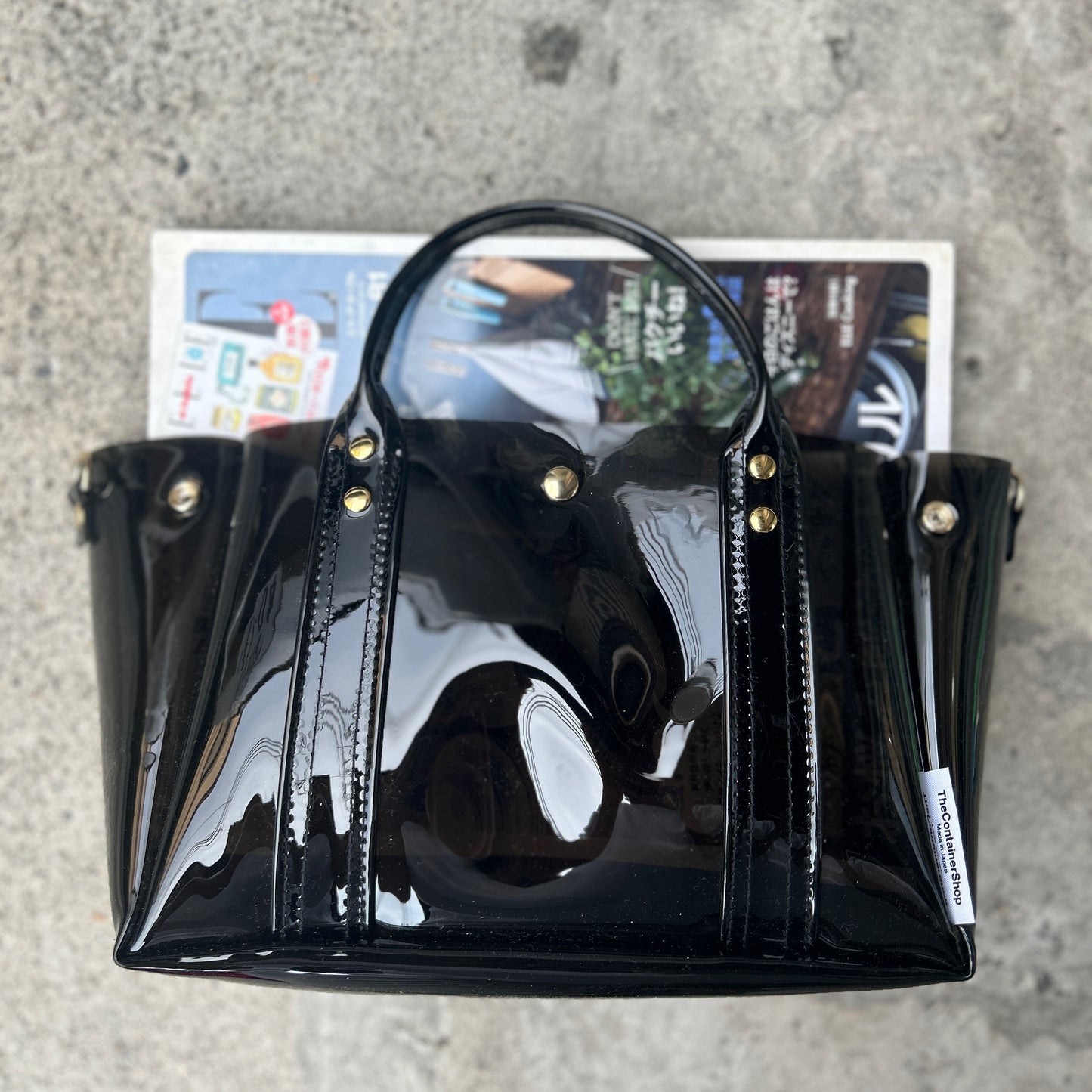 Colored PVC(ClearHandle)ToteL/Black