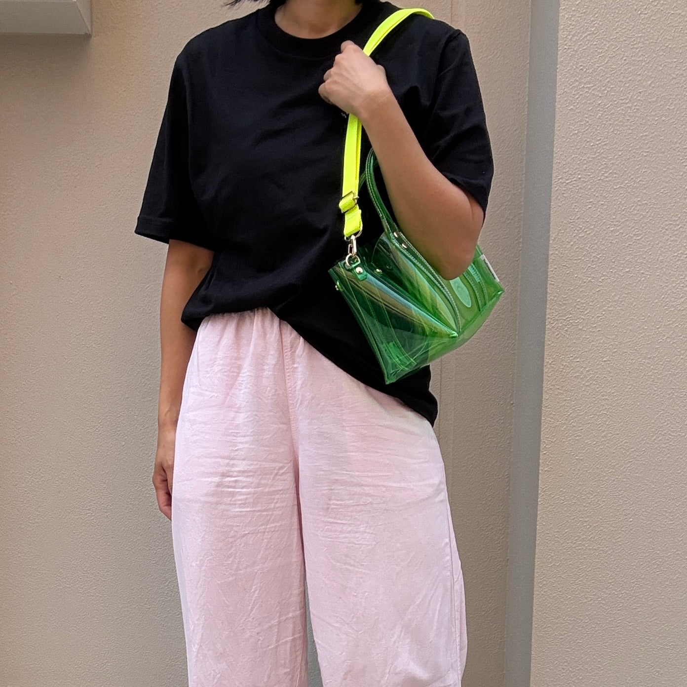 <再入荷>Colored PVC(ClearHandle)ToteM/GrassGreen