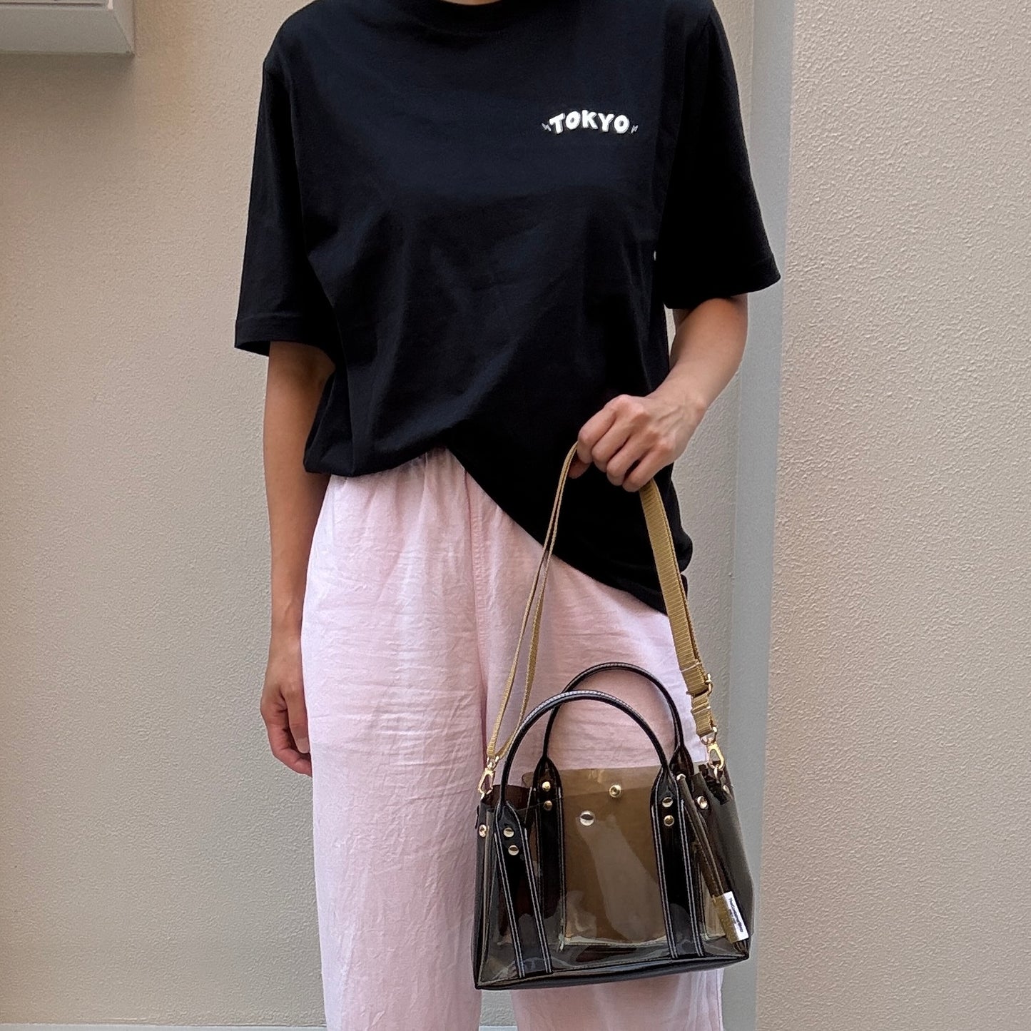 <限定カラー>Colored PVC(ClearHandle)ToteM/Two-Tone Brown