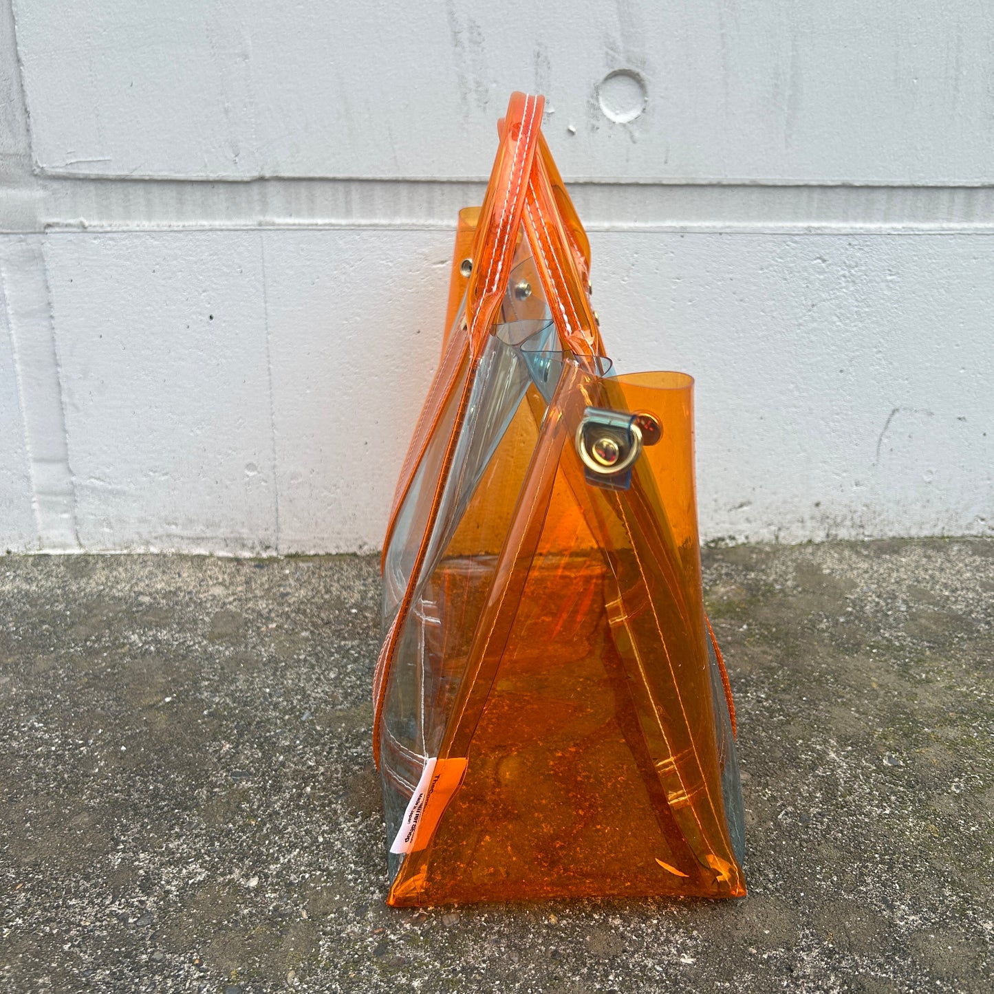 Colored PVC(ClearHandle)ToteL/Orange&LightBlue