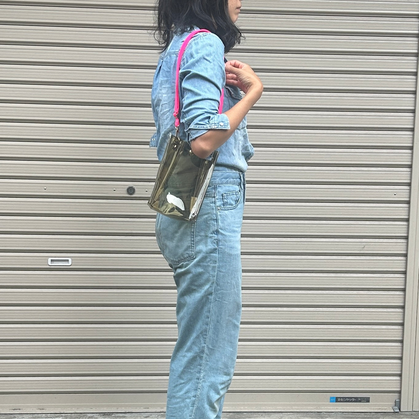 Colored PVC/Tumbler Pochette Clear Grey