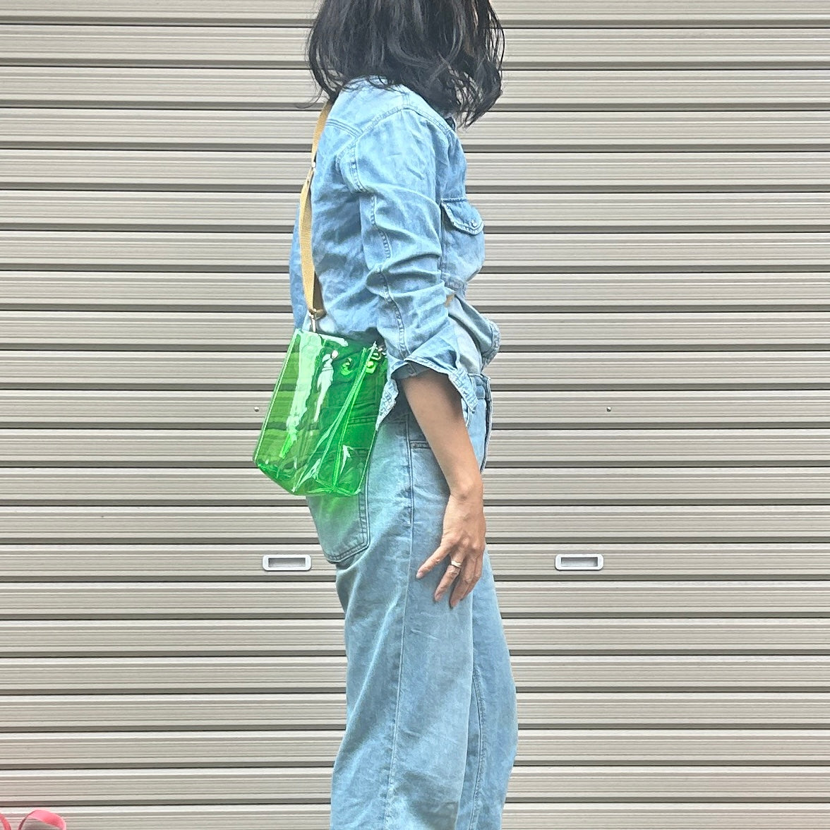 Colored PVC/Tumbler Pochette Grass Green