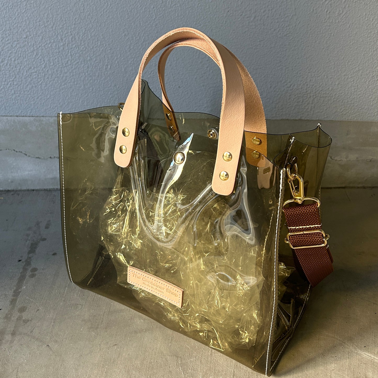 Colored PVC(LeatherHandle)ToteL/LightBrown