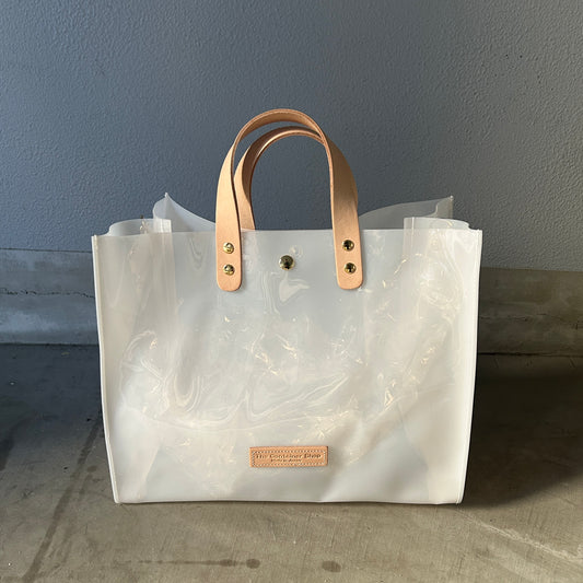 Colored PVC clear bag (tote L)  white