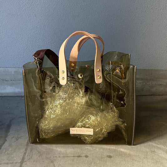 Colored PVC clear bag (tote L)  light brown