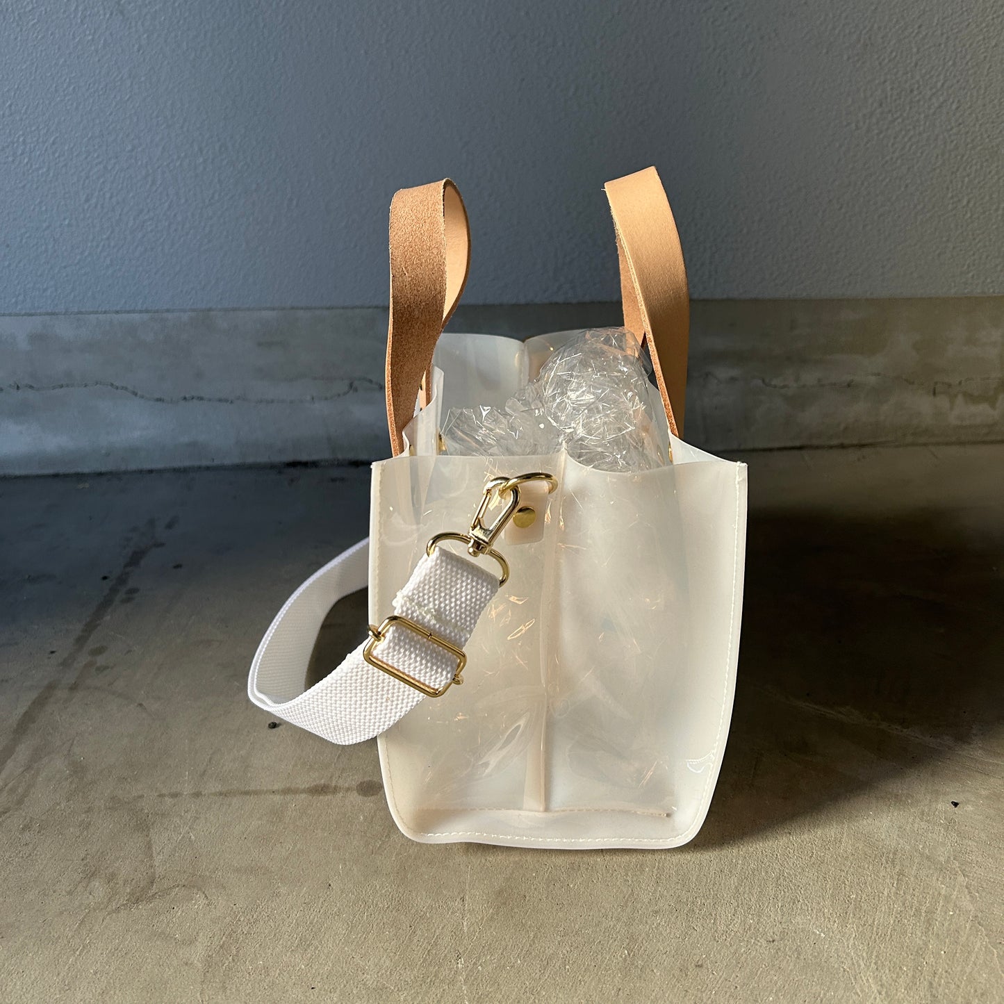 Colored PVC(LeatherHandle)ToteS/White