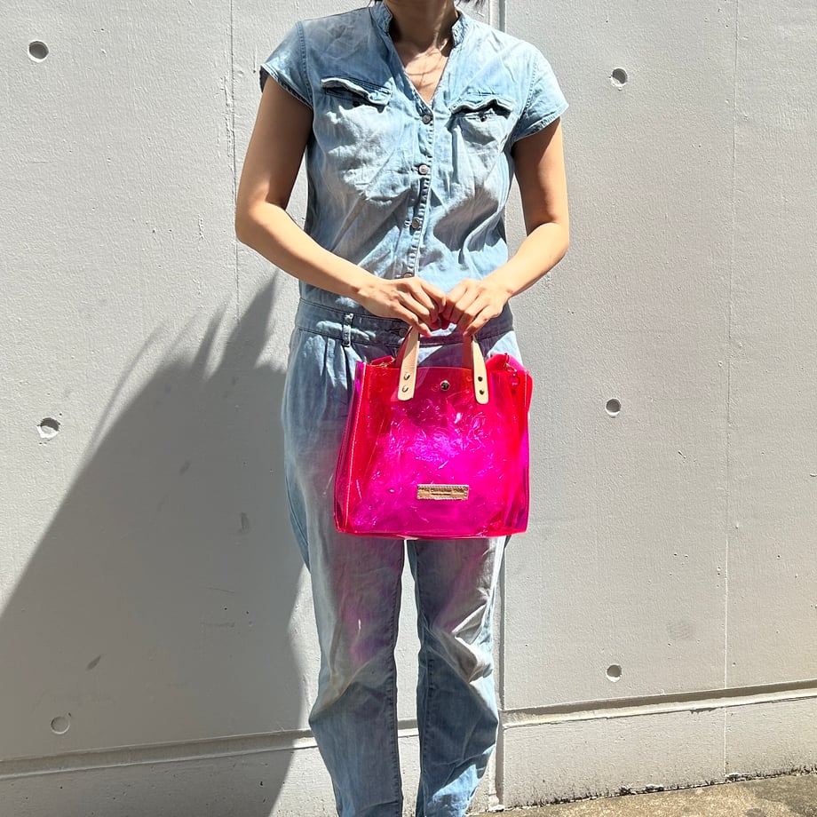 Colored PVC(LeatherHandle)ToteM/Pink