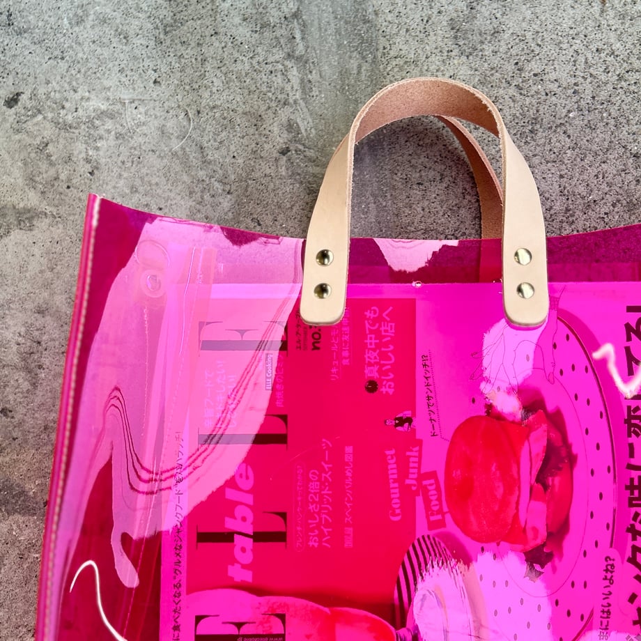 Colored PVC(LeatherHandle)ToteM/Pink