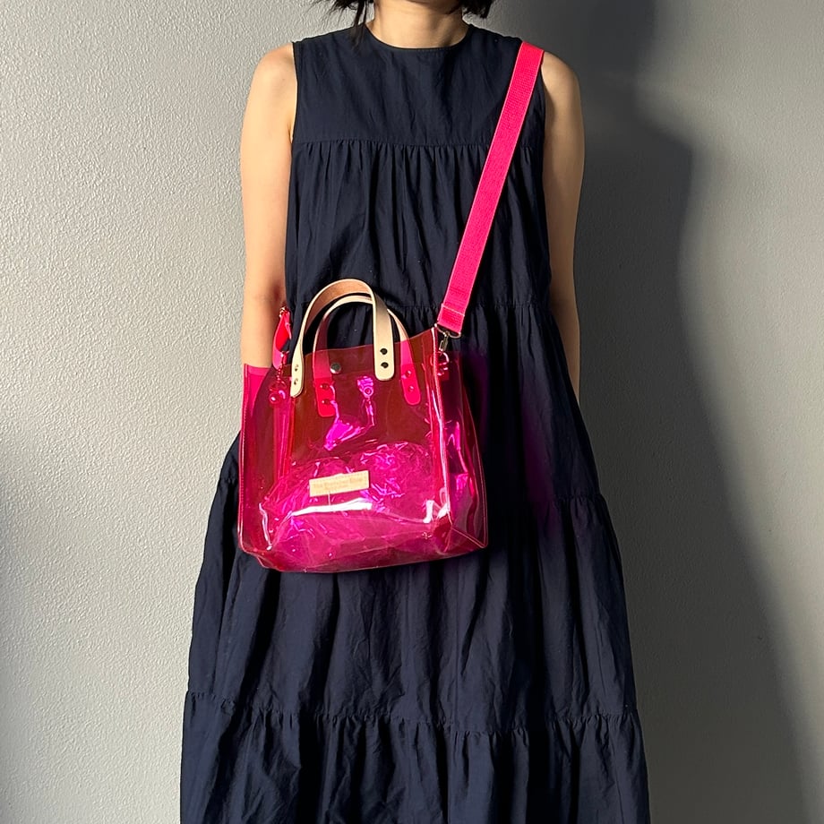 Colored PVC(LeatherHandle)ToteM/Pink