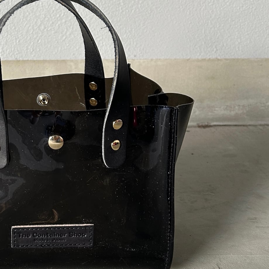 Colored PVC clear bag (tote S) Black