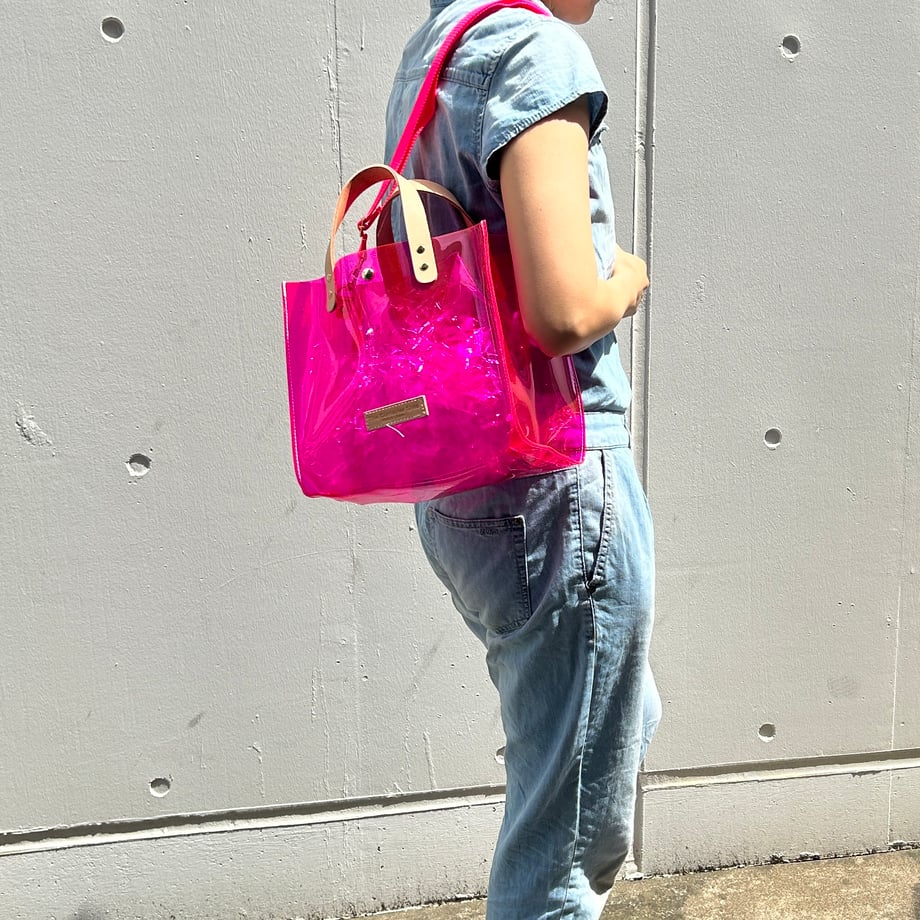 Colored PVC(LeatherHandle)ToteM/Pink