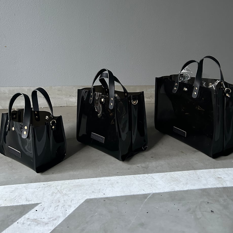 Colored PVC clear bag (tote S) Black