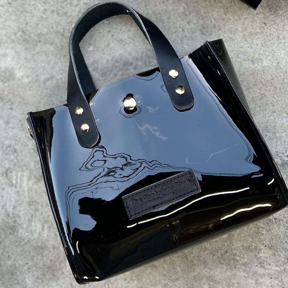 Colored PVC clear bag (tote S) Black