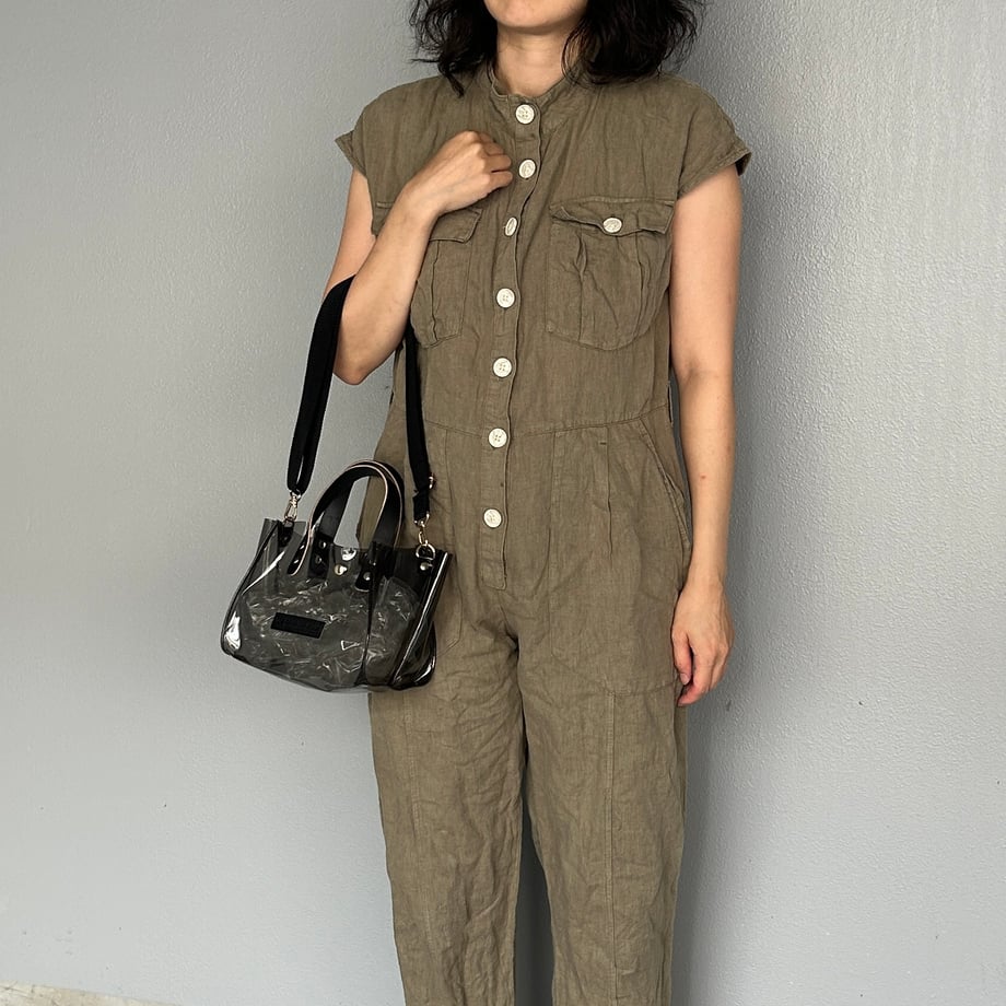 Colored PVC(LeatherHandle)ToteS/ClearGrey