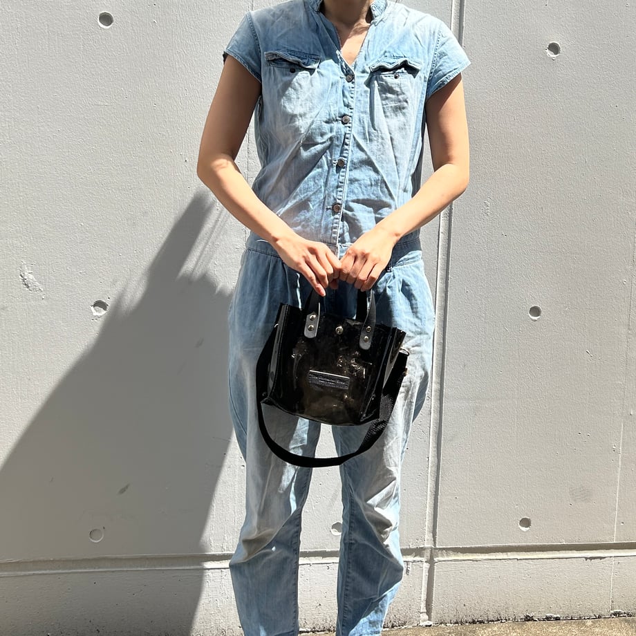 Colored PVC clear bag (tote S) Black
