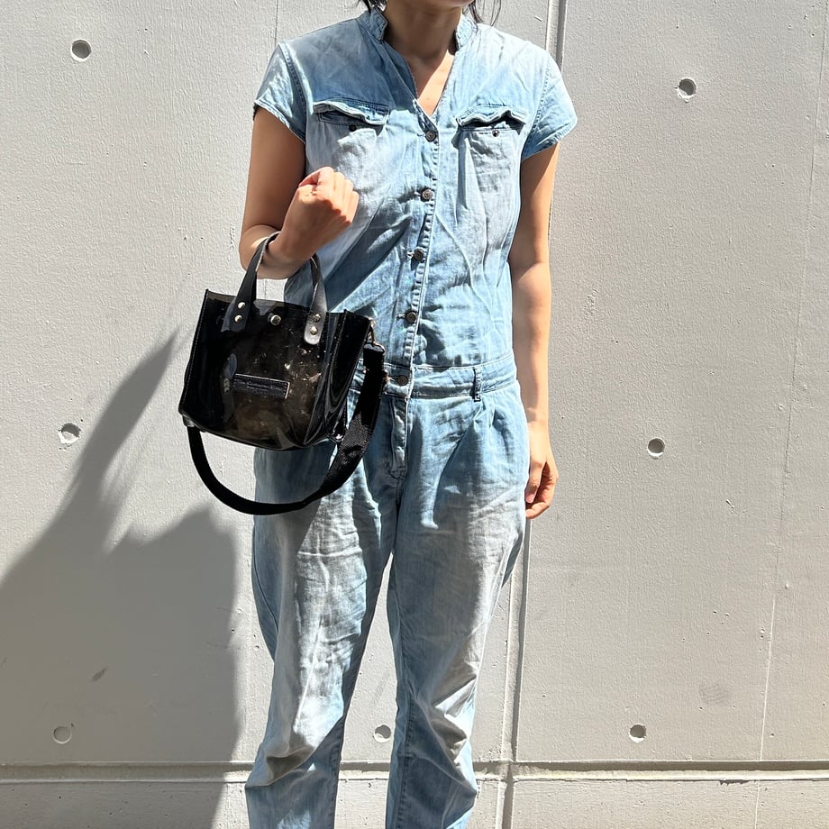 Colored PVC clear bag (tote S) Black