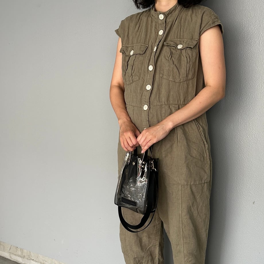 Colored PVC(LeatherHandle)Pochette/ClearGrey