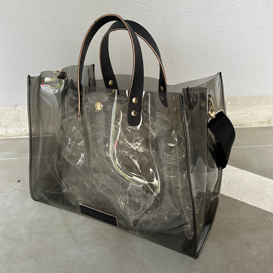 Color PVC Clear Bag (Tote L) Clear Gray
