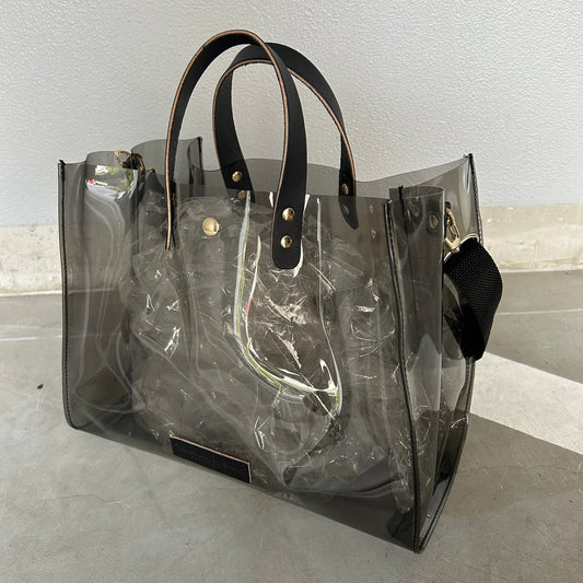 Color PVC Clear Bag (Tote L) Clear Gray