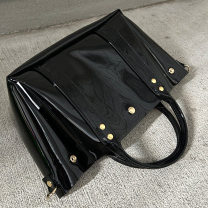 ＜新作＞カラーPVCクリアバッグ（オールクリアトート浅型M)ブラック