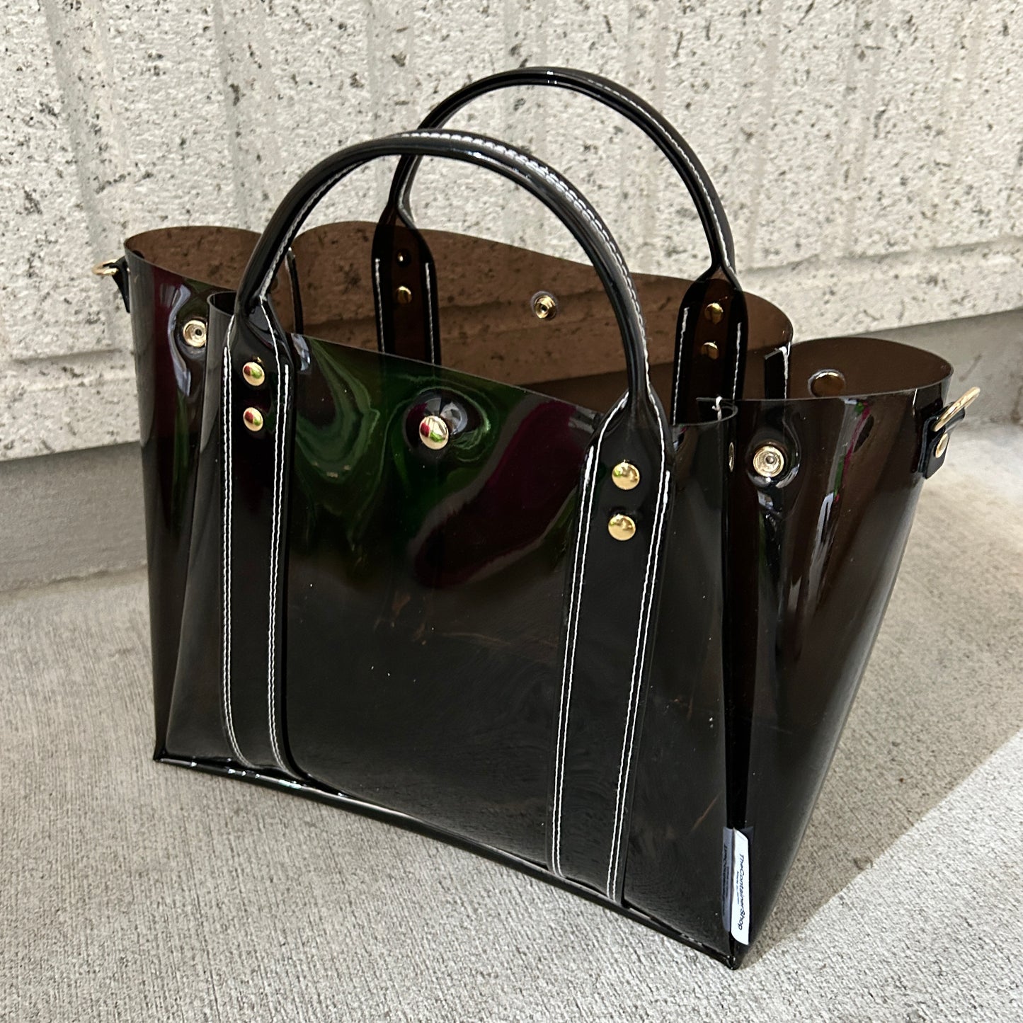 ＜新作＞カラーPVCクリアバッグ（オールクリアトートL) ダークブラウン