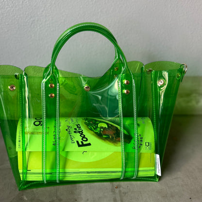 ＜5月中旬＞追加生産中＜新作＞カラーPVCクリアバッグ（オールクリアトートL) グラスグリーン