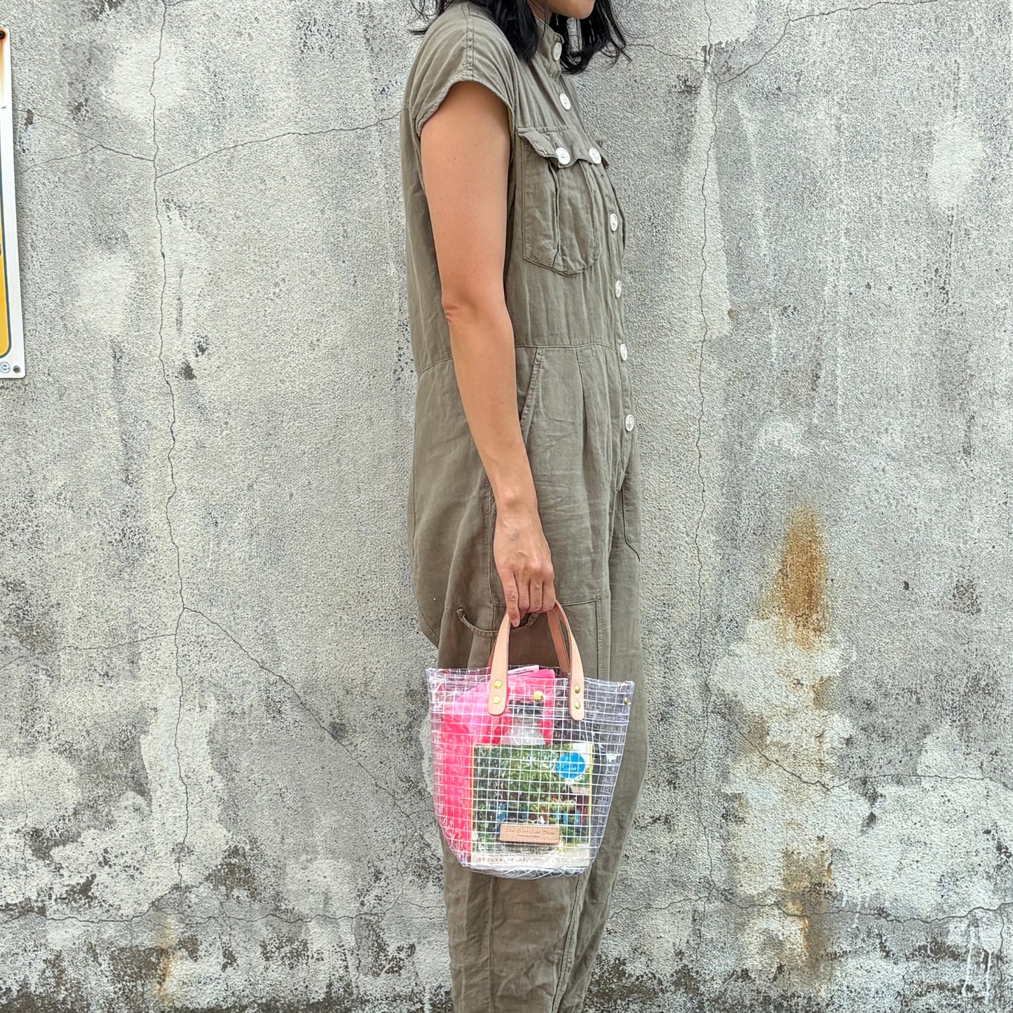 "Clear Bag" Industrial Materials (Tanned Leather)/Round Bottom Bag