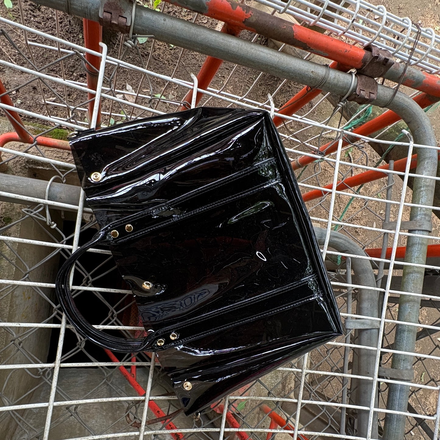 Colored PVC(ClearHandle)ToteM/Black