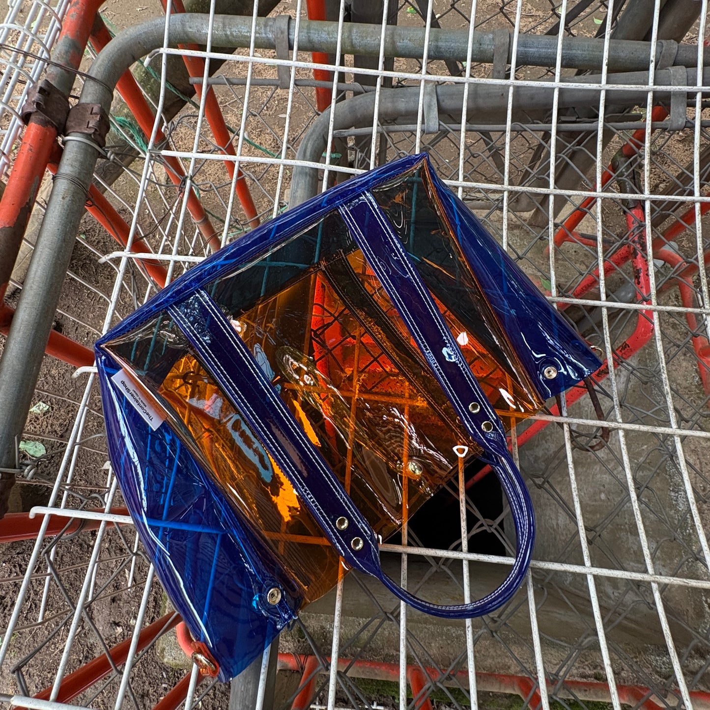 ＜限定カラー＞Colored PVC(ClearHandle)ToteM/Orange &Blue