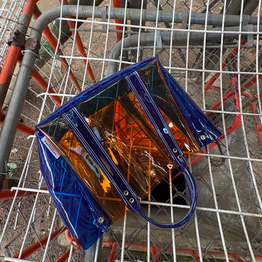 Colored PVC(ClearHandle)ToteM/Orange &Blue