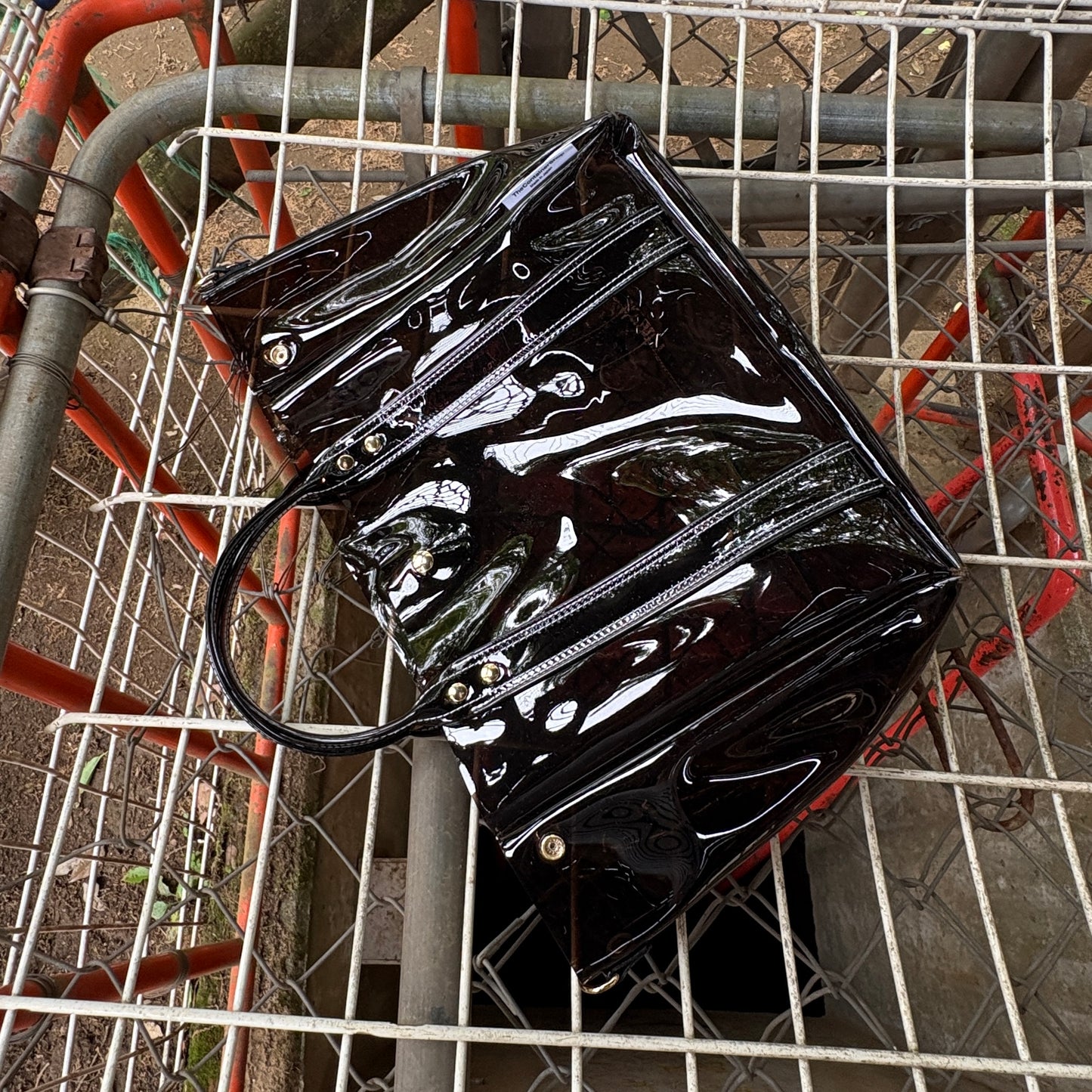 Colored PVC (Clear Handle) Tote L/Bark Brown