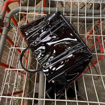 Colored PVC (Clear Handle) Tote L/Bark Brown