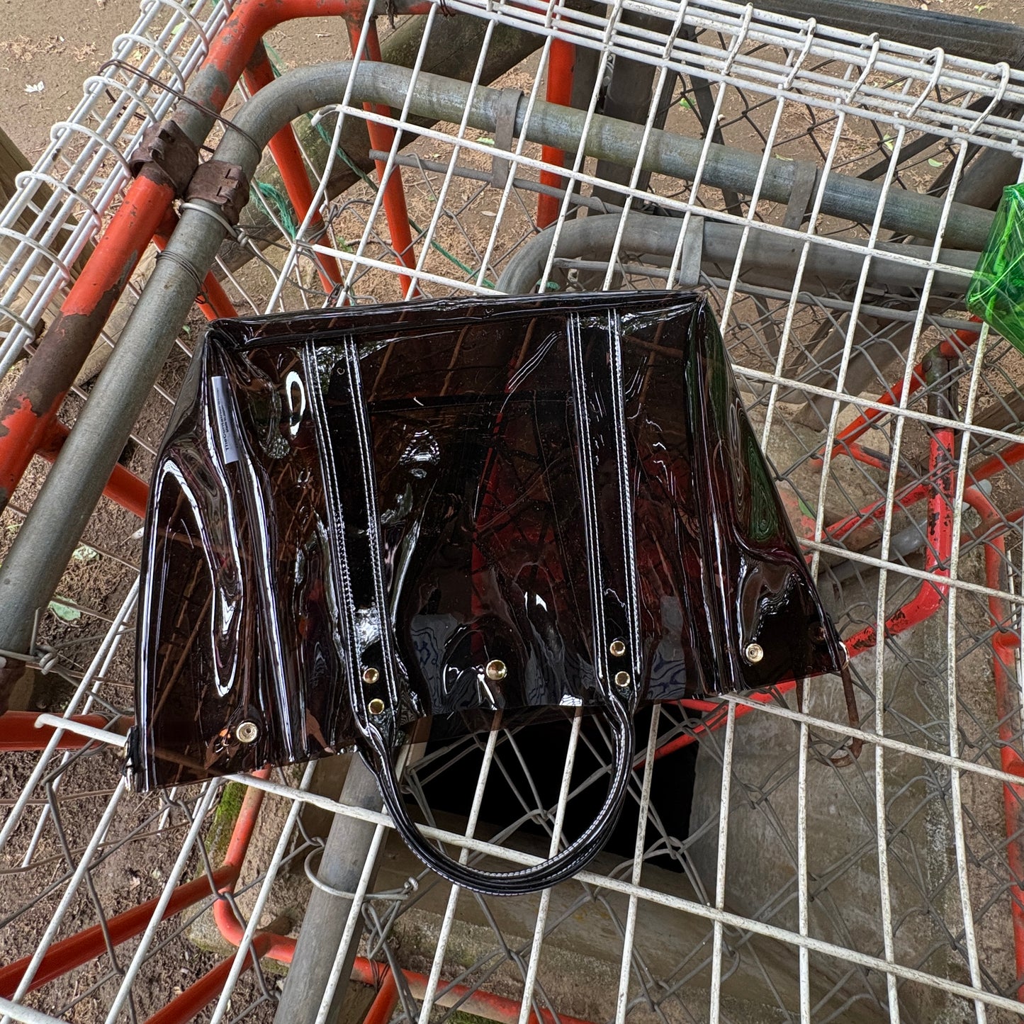 Colored PVC (Clear Handle) Tote M / Dark Brown