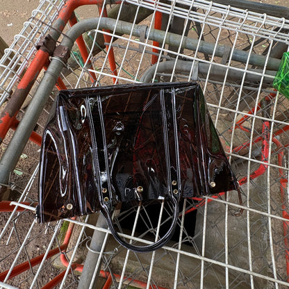 Colored PVC (Clear Handle) Tote M / Dark Brown