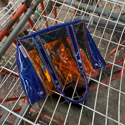 ＜限定カラー＞Colored PVC(ClearHandle)ToteL/Orange&Blue