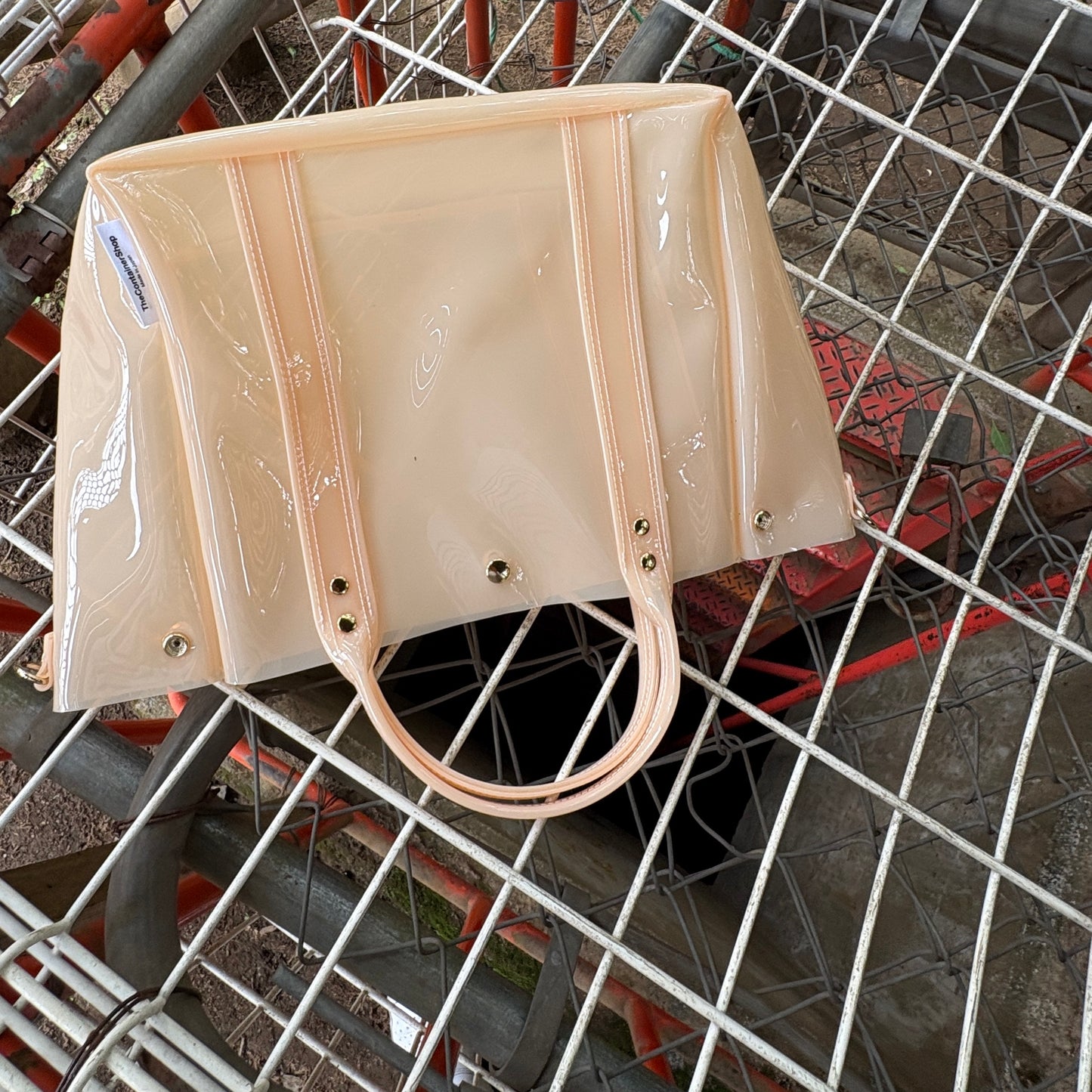 Colored PVC (Clear Handle) Tote L/Ecru