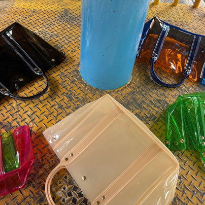 ＜限定カラー＞Colored PVC(ClearHandle)ToteL/Orange&Blue