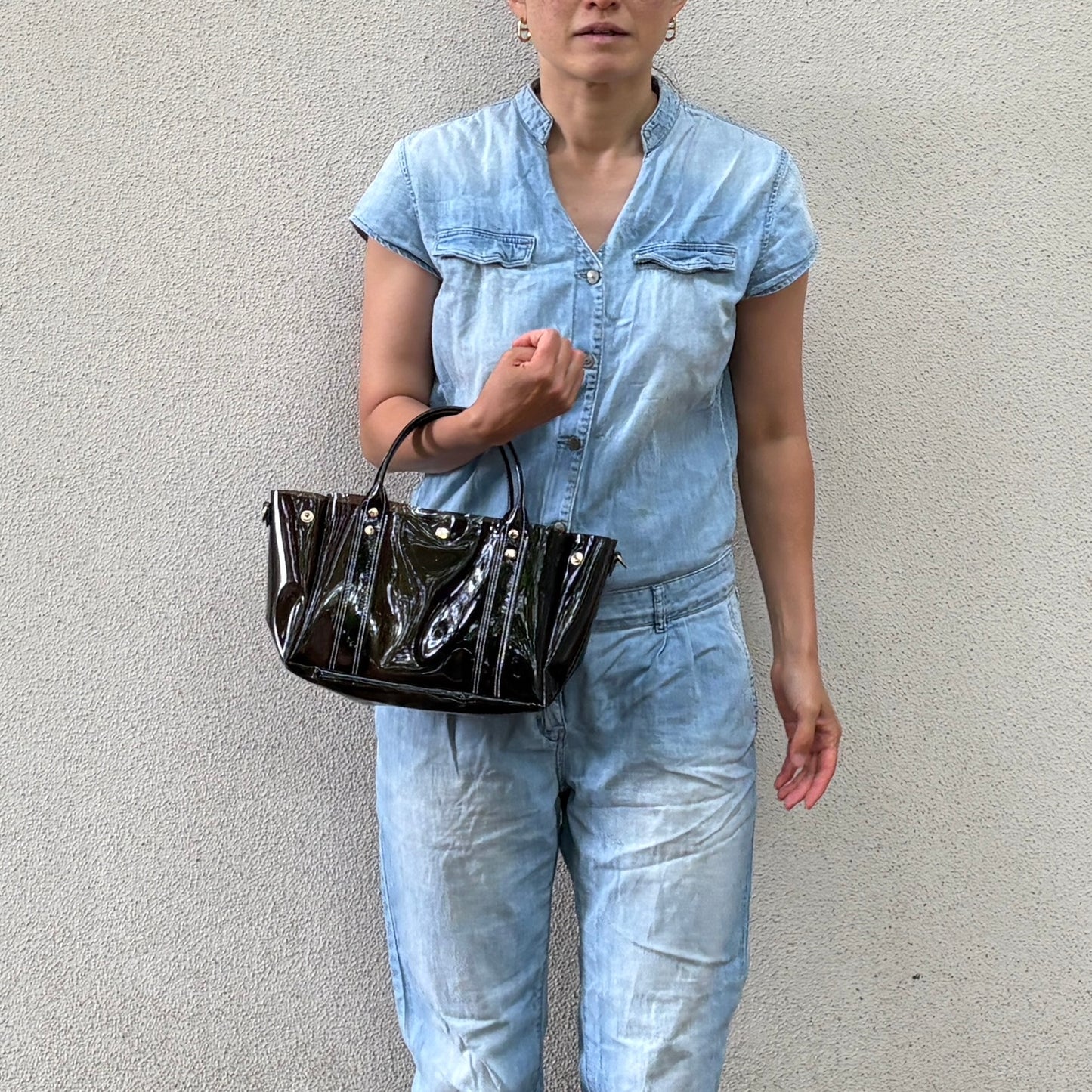 Colored PVC (Clear Handle) Tote M / Dark Brown
